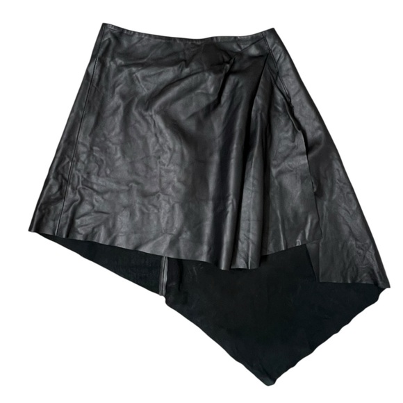 Lamarque Celeste Asymmetrical Leather Skirt in Black - Picture 1 of 16